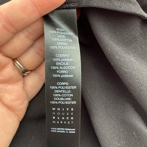 White House Black Market Off Shoulder Black Floral Crochet Lace Blouse XS - Picture 10 of 10